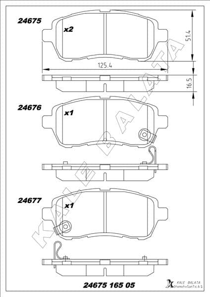 KALE-BALATA ÖN BALATA FIESTA VI 1.4-1.4TDCİ 1.6 TDCI 08 SWIFT 10 JUSTY 07 MAZDA II 07 SIRION 08 OEM: 1550219-8V512K021AA-04465B1120 - KALE 24675 165 05 ANS KD13 kodlu oto yedek parça