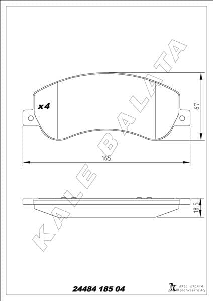 KALE-BALATA ON FREN BALATASI TRANSIT V348 06>14 A.CEKER 11 /> VW AMAROK 2.0TDI 10> FİŞSSİZ OEM: 6C112K021B9A-1371402-2H0698151 - KALE 24484 185 04 ANS KD20 kodlu oto yedek parça