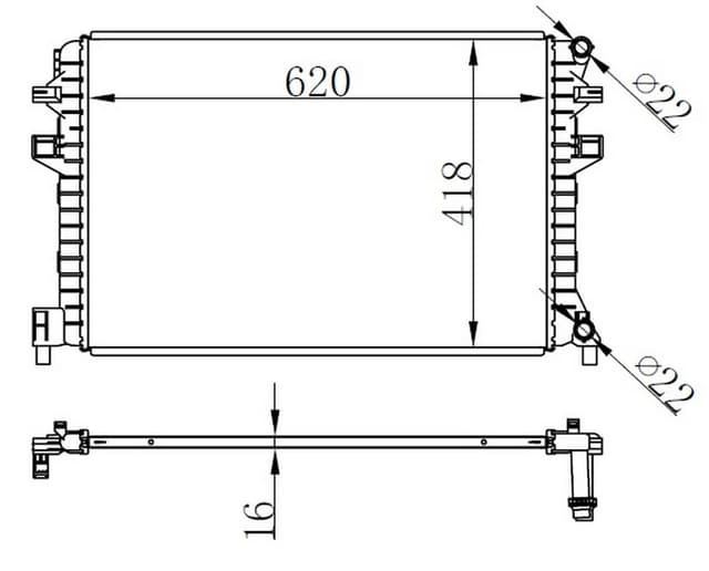ORIS RADYATÖR BRAZİNG GOLF VII-A3-LEON-OCTAVIA 1.2-1.4-1.6 12 620x418x16 OEM: 5Q0121251EJ-5Q0121251HS-5Q0121251GF - ORIS BVW033016 kodlu oto yedek parça