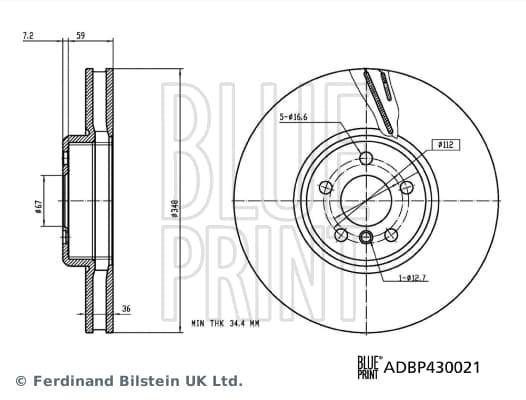 BLUEPRINT FREN DISKI ON SAG BMW G20 G22 G30 G32 G11 G12 G15 G16 G01 G02 G05 G07 Z4 iX I20 YUKSEK KARBONLU KAPLMALI OEM: 34116860912-34106880076 - BLUEPRINT ADBP430021 kodlu oto yedek parça