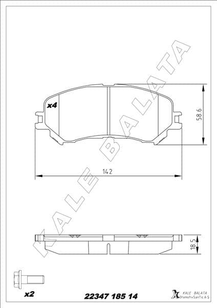 KALE-BALATA ÖN FREN BALATASI RENAULT MEGANE IV 15> SCENIC IV 16> TALISMAN 15> ESPACE V 15> 1.2TCe 1.3TCe 1.5dCi 1.6dCi OEM: 410606124R-7711946205 - KALE 22347 185 14 ANS KD13 kodlu oto yedek parça