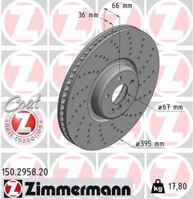 ZIMMERMANN FREN AYNASI ON SAG BMW G30 G11 X6 G06 34106887658 OEM: 34106887658 - ZIMMERMANN 150.2958.20 kodlu oto yedek parça