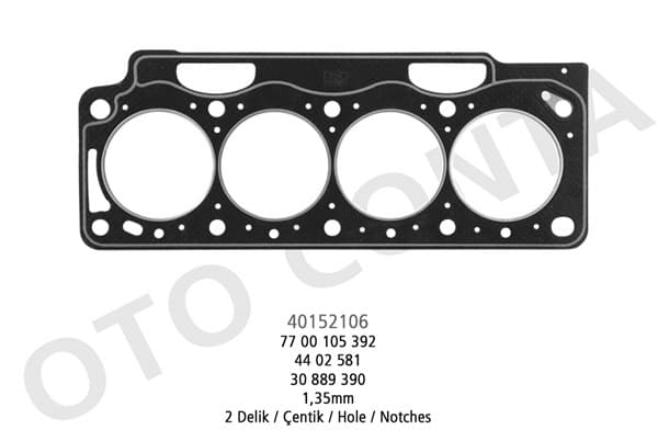 OTOCONTA SİLİNDİR KAPAK CONTASI KANGOO 01> MEGANE 97> 1.9 DTI F9Q 1.35MM 2 ÇENTİK OEM: 7700105392 - OTOCONTA 40152106 kodlu oto yedek parça