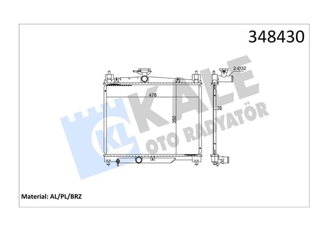 KALE-RADYATOR RADYATÖR AL/PL/BRZ ECHO-YARIS MT OEM: 164000J010-1640023080-1640023100 - KALE 348430 kodlu oto yedek parça