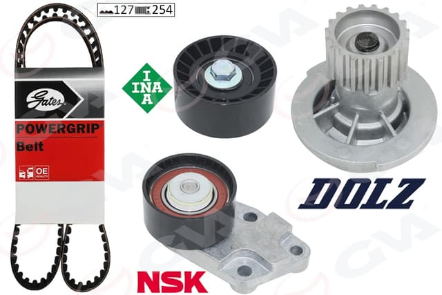 GVA DEVİRDAİMLİ EKSANTRİK GERGİ KİTİ 127x254 CHEVROLET-DAEWOO AVEO-CRUZE-KALOS-LACETTI-NUBIRA OEM: 96103222-96350526 - GVA 59WPK9930G kodlu oto yedek parça