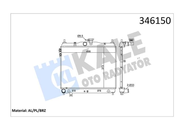 KALE-RADYATOR RADYATÖR GETZ 03-05 1.3-1.6 MEK AC KLİMASIZ 494x385x20 AL/PL/BRZ OEM: 253101C100 - KALE 346150 kodlu oto yedek parça
