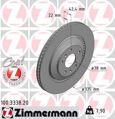 ZIMMERMANN ARKA FREN AYNASI PHAETON 02-16 A8 07-10 335x22x5DLxHVLI 986479591-DF4902S 3D0615601-3D0615601C-4E0615601L OEM: 3D0615601-3D0615601C-4E0615601L - ZIMMERMANN 100.3338.20 kodlu oto yedek parça