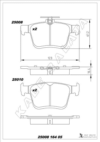 KALE-BALATA ARKA BALATA VW GOLF VII 2014 > TOURAN T-ROC 2018 > AUDI A3 2014 >2020 Q2 2016 > TT 2018 > SEAT ATECA 2016 > LEON 2014-2020 SKODA SUPER B 2015 > KAROQ 2016 > OEM: 8V0698451-5Q0698451C-3Q0698451F - KALE 25008 164 05 ANS KD13 kodlu oto yedek parça