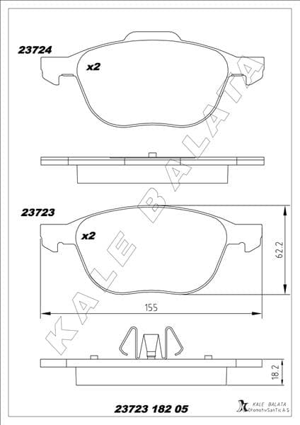 KALE-BALATA ÖN BALATA FOCUS 04 18 CMAX 07 19 KUGA I -II 08 14 VOLVO V40 19 C30 06 12 S70 08 13S40 04 12 V50 04 12 MAZDA 3 03 09 5 05 09 OEM: AV6J2K021AA-3M512K021AB-30742030 - KALE 23723 182 05 ANS KD13 kodlu oto yedek parça