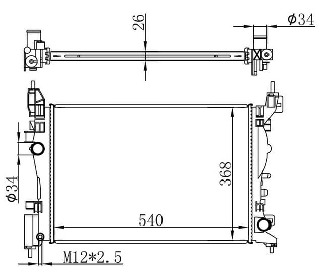 ORIS MOTOR SU RADYATÖRÜ OPEL CORSA D-CORSA E 1.2-1.4 A12XER A12XEL B12XEL A14XER B14XER 11> 540x378x23 ÇAPRAZ MÜŞÜRLÜ OEM: 1300312-1300339-13249566-13399870 - ORIS BOP183026 kodlu oto yedek parça