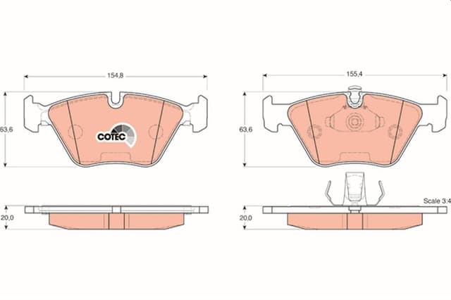 TRW FREN BALATASI ON BMW E39 95 03 OEM: 34116761280 - TRW GDB1404 kodlu oto yedek parça