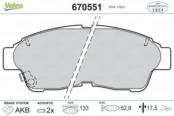 VALEO ÖN BALATA COROLLA 92-97 CARINA 93-97 RAV4 2.0 94-00 CAMRY 2.2 92-01 0446533020-0446533040-WVA21601 OEM: 0446533020-0446533040-WVA21601 - VALEO 670551 kodlu oto yedek parça