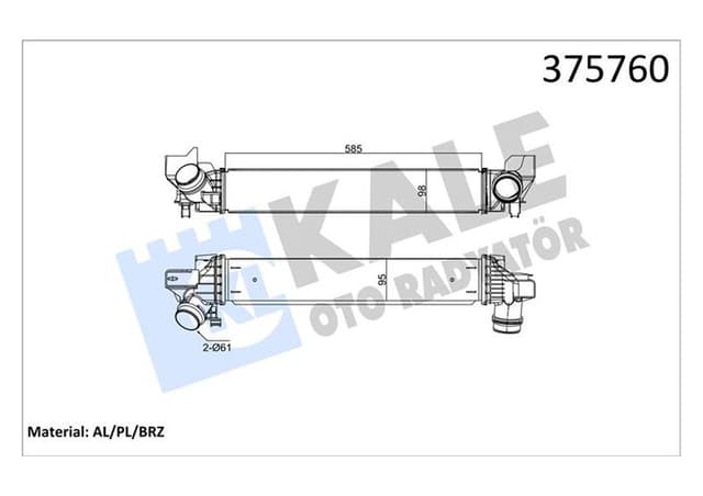 KALE-RADYATOR TURBOSARJ RADYATORU BMW F40 F52 F44 F45 F46 F48 F49 F39 . MINI F54 F55 F56 F57 F60 OEM: 17517617597 - KALE 375760 kodlu oto yedek parça