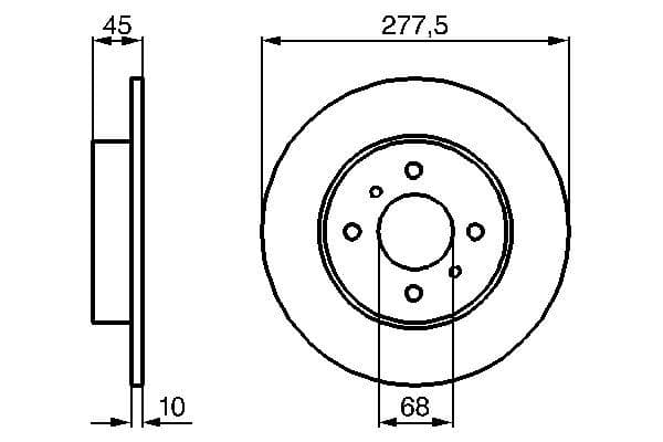 BOSCH ARKA FREN AYNASI NISSAN PRIMERA P11/WP11 96 02 278x10x4DELİK OEM: 4320699J04 - BOSCH 0986479105 kodlu oto yedek parça