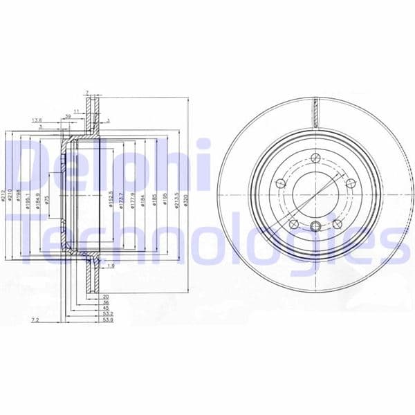 DELPHI FREN DISKI ARKA BMW E60 E61 E63 E64 OEM: 34216772085-34216753215-34216864061 - DELPHI BG3872 kodlu oto yedek parça
