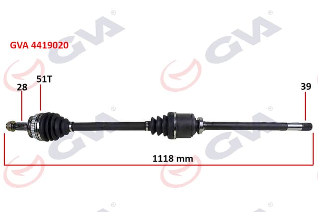 GVA AKS KOMPLE ÖN SAĞ RENAULT MASTER II 98 06 OPEL MOVANO A 98 01 1.9dCi 2.2dCi 2.5dCi 2.8dCi 51DİŞ 1118mm OEM: 7700102980-8200052426-8200169281 - GVA 4419020 kodlu oto yedek parça