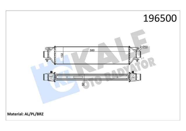KALE-RADYATOR TURBO RADYATÖRÜ INTERCOOLER LINEA 1.4JTD 580x132x50 AL AL SİSTEM OEM: 51785255 - KALE 010CAC030 kodlu oto yedek parça