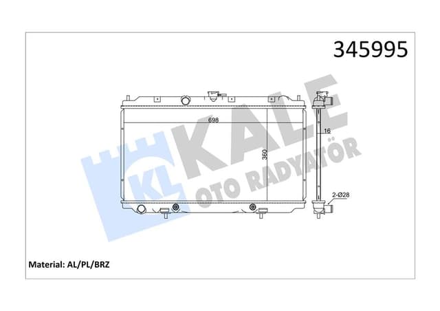 KALE-RADYATOR RADYATÖR NISSAN ALMERA 1.8 00 PRIMERA 1.6-1.8 02 360x689x16 AC /- OTOM AL/PL/BRZ OEM: 21460AV700-21460BM700-21460BM702 - KALE 345995 kodlu oto yedek parça