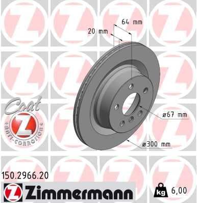 ZIMMERMANN FREN DISKI ARKA BMW G20 G21 G22 G23 G26 OEM: 34206877213-34206877225 - ZIMMERMANN 150.2966.20 kodlu oto yedek parça