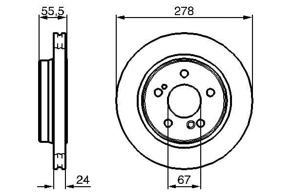 BOSCH FREN DISKI ARKA MERCEDES W202 W203 CL203 S203 C208 C209 A208 A209 W210 R170 OEM: A2104230812 - BOSCH 0986479133 kodlu oto yedek parça