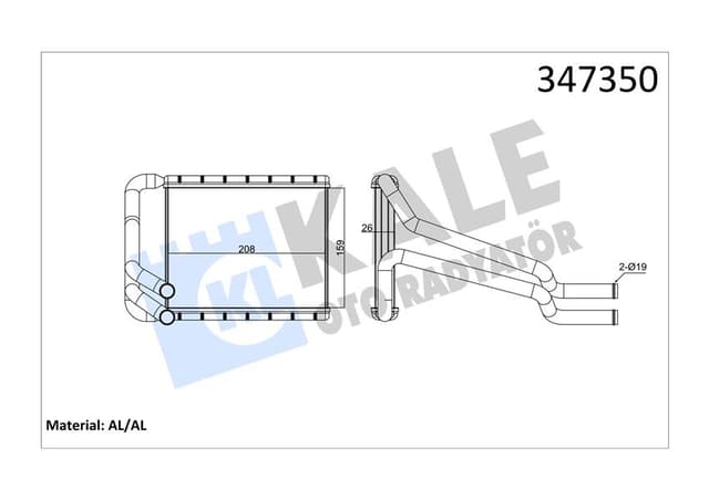 KALE-RADYATOR KALORİFER RADYATÖRÜ HYUNDAI i30 1.6L G4FD GDİ 11-16 / 1.6L D4FB CRDi dizel 11- / KIA CEED 1.6L G4FJ T-GDI 13- / 1.6L D4FB CRDi dizel 11- / CERATO 1.6L G4FG 12-17 - ALEMİNYUM OEM: 97138A5000 - KALE 347350 kodlu oto yedek parça
