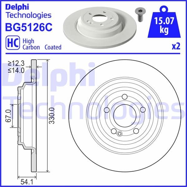 DELPHI FREN DISKI ARKA MERCEDES GLE-CLASS V167 18 21 OEM: A1674238700 - DELPHI BG5126C kodlu oto yedek parça