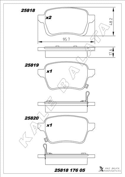 KALE-BALATA ARKA FREN BALATASI OPEL CORSA E 14 19 ADAM 14 19 15 JANT RPO J67 FIAT EGEA 16 500L 13 264mm OEM: 95517078-1605285-77367914-77366595 - KALE 25818 176 05 MSH KD13 kodlu oto yedek parça