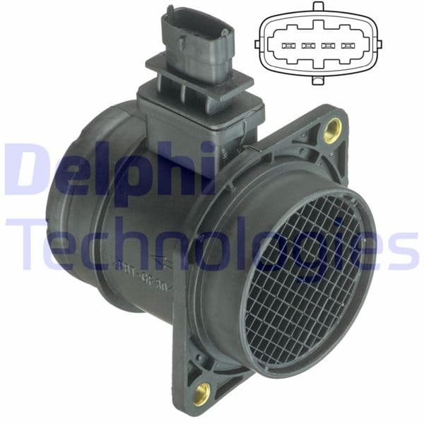 DELPHI HAVA KÜTLE ÖLÇER DEBİMETRE FIAT DOBLO 05 GRANDE PUNTO 05 10 LİNEA 07 BRAVO II 07 14 ALFA ROMEO MITO 09 147 05 10 1.3JTD 1.9JTD OEM: 55183650 - DELPHI AF10403-12B1 kodlu oto yedek parça