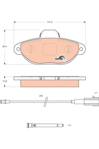 TRW ÖN BALATA FİŞLİ FIAT PANDA 1.2 09 PANDA 1.4 10 500 1.2 11/08 FORD KA 1.2 2.09 OEM: 77365337-77365816-1559698 - TRW GDB1745 kodlu oto yedek parça