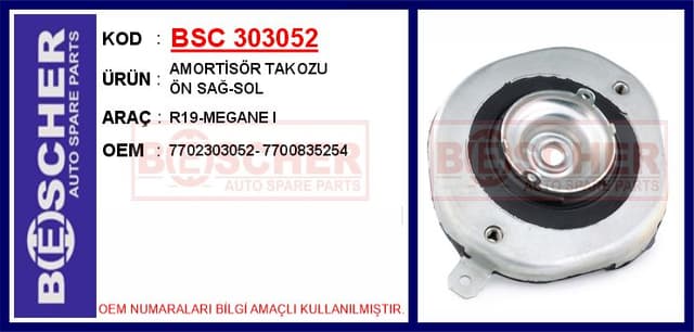 BESCHER AMORTİSÖR TAKOZU ÖN SAĞ-SOL R19-MEGANE I OEM: 7702303052-7700835254 - BSC 303052 kodlu oto yedek parça