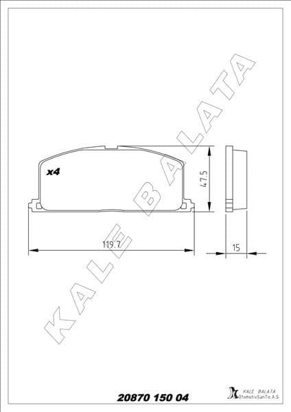 KALE-BALATA BALATA ÖN CAMRY-CARINA 13 - COROLLA-CORONA-CELİCA 83-93 OEM: 0449112630-0449114050-0449116030 - KALE 20870 150 04 ANS KD13 kodlu oto yedek parça