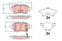 TRW ARKA FREN BALATA TOYOTA COROLLA 1.2L 8NRFTS NRE210 19- / 1.6L 1ZR-FAE ZRE210 19- / 1.8L 2ZR-FXE Hybrid ZWE211 19- / 1.5L M15A-FKS MZEA11 21- OEM: 0446602400-0446602401-04466F4010 - TRW GDB2344 kodlu oto yedek parça