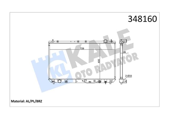 KALE-RADYATOR RADYATÖR AL/PL/BRZ CAMRY-SOLARA-LEXUS ES AT OEM: 164000A050-164000A060-1640020090 - KALE 348160 kodlu oto yedek parça
