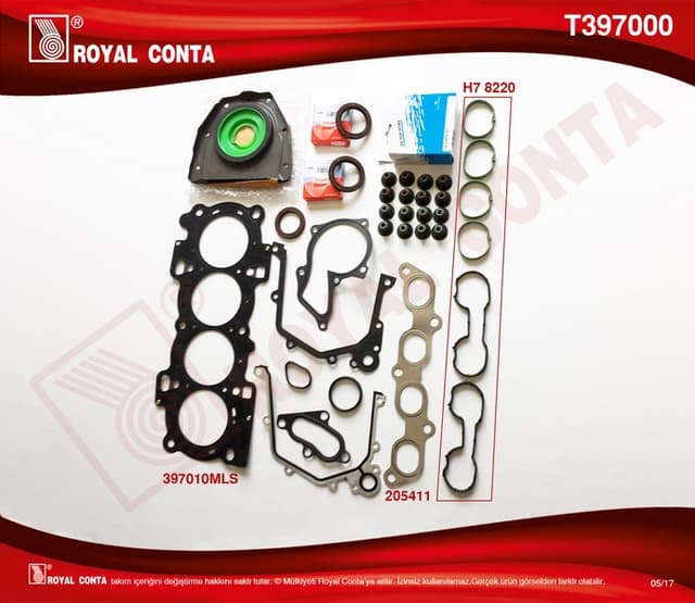 ROYAL MOTOR TAKIM CONTA REİNZ KEÇELİ S.LASTİKLİ SUB.KAP.CONTASIZ FIESTA FOCUS 98>04-PUMA 1.6 16V ZETEC SE  - ROYAL T397000 kodlu oto yedek parça