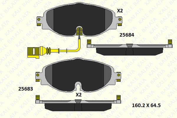 KALE-BALATA ÖN BALATA GOLF7-A3-LEON-TIGUAN-PASSAT-OCTAVIA-SUPERB 12 GDB1956 FİŞSİZ OEM: 8V0698151-2K5698151-5Q0698151B - KALE 25683 203 15 MSH KD13 kodlu oto yedek parça