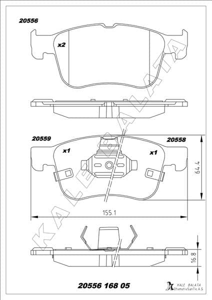 KALE-BALATA ÖN BALATA FOCUS IV 2018 > KUGA 2019 > PUMA 2020 > OEM: JX612K021AED- KTJX612K021AED-220914 - KALE 20556 168 05 MSH KD13 kodlu oto yedek parça