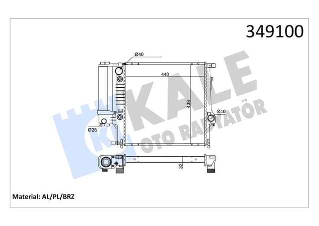 KALE-RADYATOR MOTOR SU RADYATORU BMW M40 E30 M50 M52 E36 OTOMATIK SANZ. OEM: 17111723528-17111719136 - KALE 349100 kodlu oto yedek parça