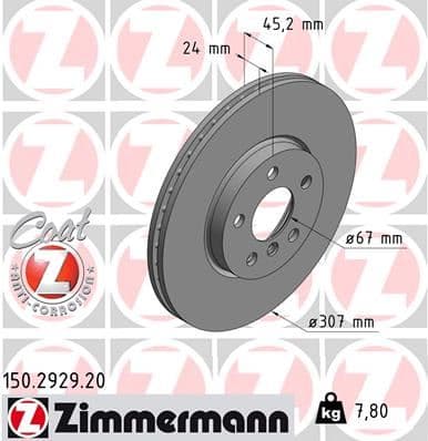 ZIMMERMANN FREN DISKI ON BMW F40 F44 F45 F46 F48 F39 . MINI F54 F55 F56 F57 F60 OEM: 34116799351 - ZIMMERMANN 150.2929.20 kodlu oto yedek parça