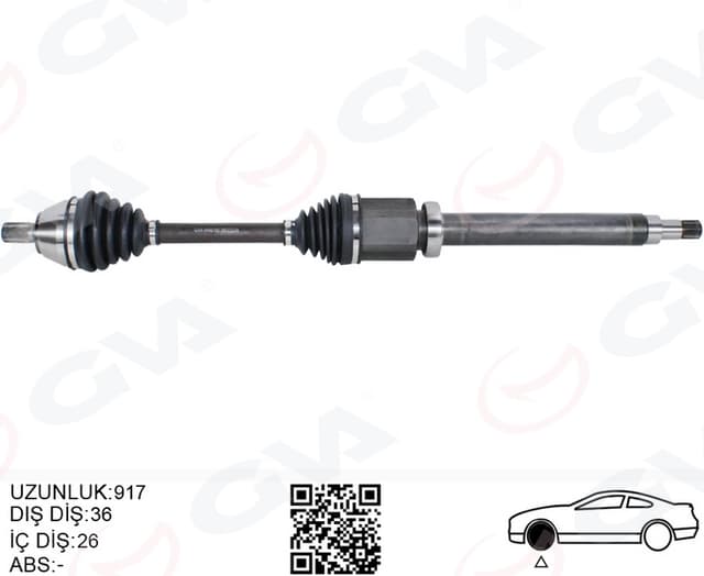 GVA ÖN AKS KOMPLE SAG VOLVO S40 VOLVO II 1.6 D2 10>12 V50 1.6 D2 10>12 C30 1.6 D2 10>12 D 4162 T OEM: 36002144 - GVA 4499160 kodlu oto yedek parça