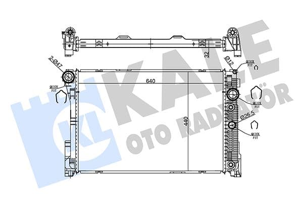 KALE-RADYATOR MOTOR SU RADYATORU MERCEDES GLK-CLASS X204 08 15 W204 C63 AMG 08 14 OEM: A2045003103 - KALE 360180 kodlu oto yedek parça