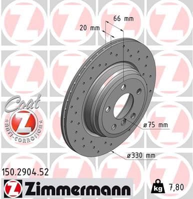 ZIMMERMANN ARKA FREN AYNASI BMW 3 F30-F80-F31-F34 4 F32-F82-F36 DELİKLİ 986479622-DF6512S 6792233-34216792233-6864899 OEM: 6792233-34216792233-6864899 - ZIMMERMANN 150.2904.52 kodlu oto yedek parça