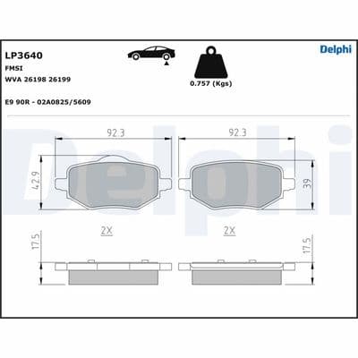 DELPHI ARKA FREN BALATASI OTOMATİK EL FRENİ CORSA F-C4-208-2008-DS3 OEM: 1643574280-1680301680 - DELPHI LP3640 kodlu oto yedek parça
