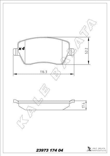 KALE-BALATA FREN BALATASI ON RENAULT CLIO III-IV MODUS 04 EXPRESS 21 ZOE 12 KANGOO II 08 CAPTUR 13 DACIA DUSTER 10 LOGAN 04 DOKKER 12 . NISSAN MICRA III K12 03 10 NOTE 06 OEM: 410608481R-7701208422-41020AX625 - KALE 23973 174 04 ANS KD13 kodlu oto yedek parça