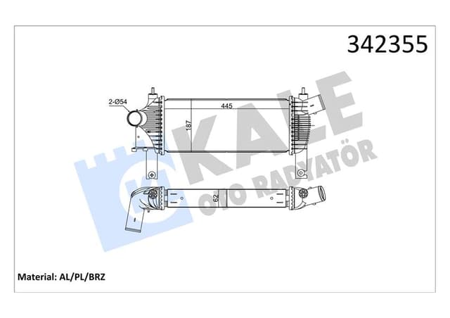 KALE TURBO RADYATÖRÜ INTERCOOLER NISSAN NAVARA-PATHFINDER AL-PL-BRZ 14461EB360 OEM: 14461EB360 - KALE 342355 kodlu oto yedek parça