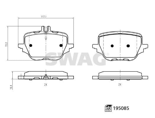SWAG FREN BALATASI ARKA MERCEDES W206 S206 C254 W223 V223 OEM: A0004209305 - SWAG 33111860 kodlu oto yedek parça