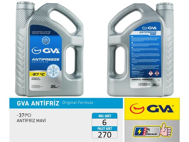GVA ANTİFRİZ 3 LT -37 C MAVİ Koli 6 Ad  - GVA 9930223 kodlu oto yedek parça