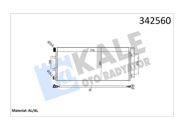 KALE-RADYATOR KLİMA RADYATORU KONDENSERİ RENAULT MASTER III 10 OPEL MOVANO B 10 2.3dCi 775x351x16 ALÜMİNYUM KURUTUCU İLE OEM: 4419449-93197529-921005824R - KALE 342560 kodlu oto yedek parça