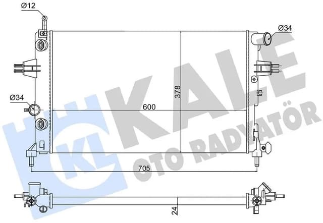 KALE-RADYATOR SU RADYATÖRÜ BRAZING VERSİYONU KL363700 OPEL ASTRA G ZAFIRA A 1.4-1.6-1.8-2.2 16V 1.6 99 > AT M EKANİK 24MM OEM: 93177121-9193265-1300214-1300257 - KALE 363860 kodlu oto yedek parça