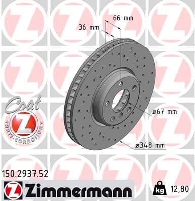 ZIMMERMANN FREN DISKI ON SAG BMW G20 G22 G30 G32 G11 G12 G15 G16 G01 G02 G05 G07 Z4 iX I20 DELIKLI 34116860912 OEM: 34116860912 - ZIMMERMANN 150.2937.52 kodlu oto yedek parça