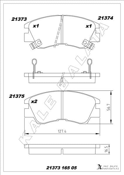 KALE-BALATA BALATA ÖN COLT-DELICA III-L200 II-L300 III-PAJERO-MONTERO-VALLEY 86-90 OEM: MB500812-MB500814-MB500816 - KALE 21373 165 05 ANS KD13 kodlu oto yedek parça